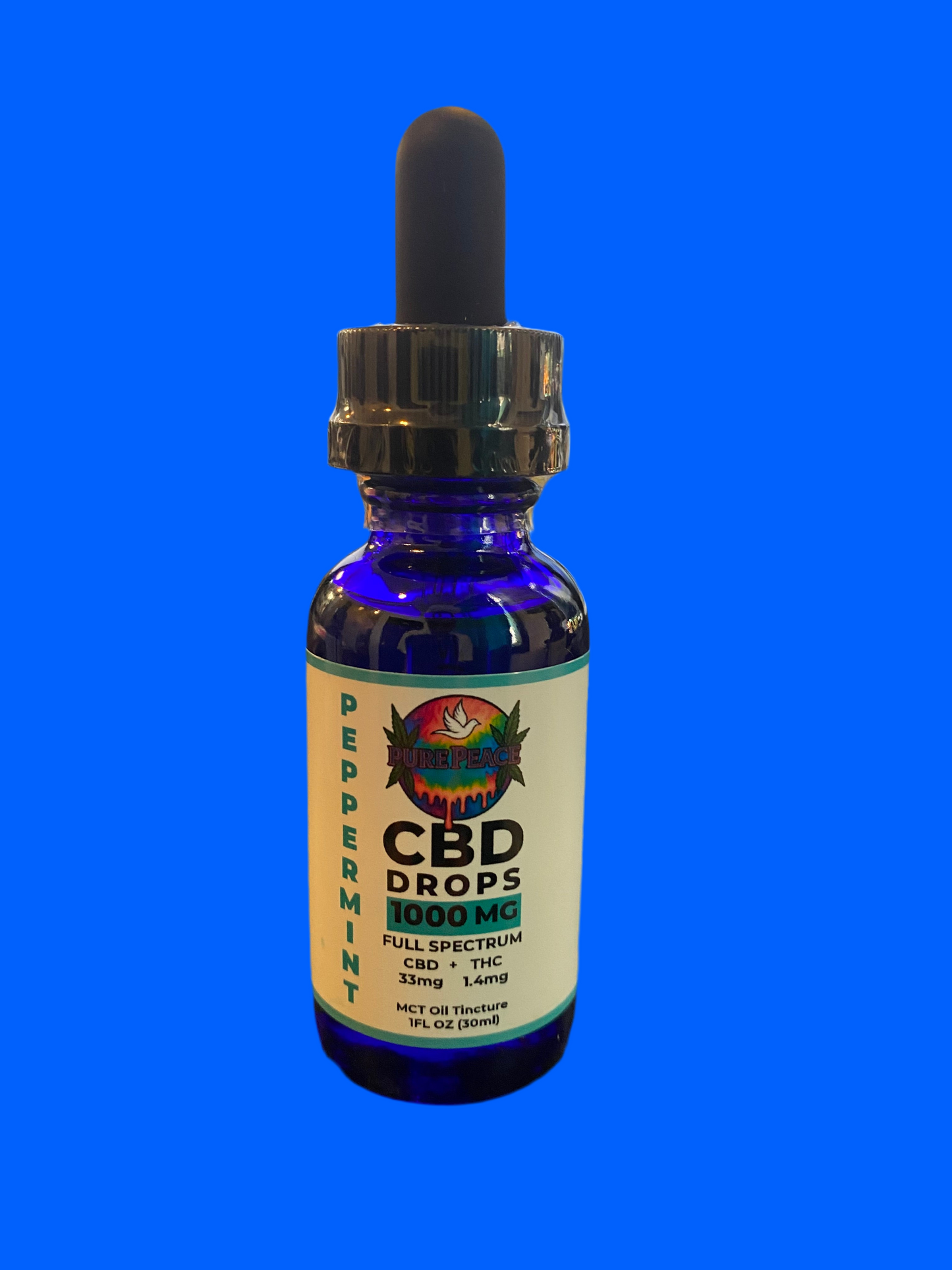 PURE PEACE 1000mg Full Spectrum CBD Tincture Drops | 33mg CBD Per Serving | 30mL