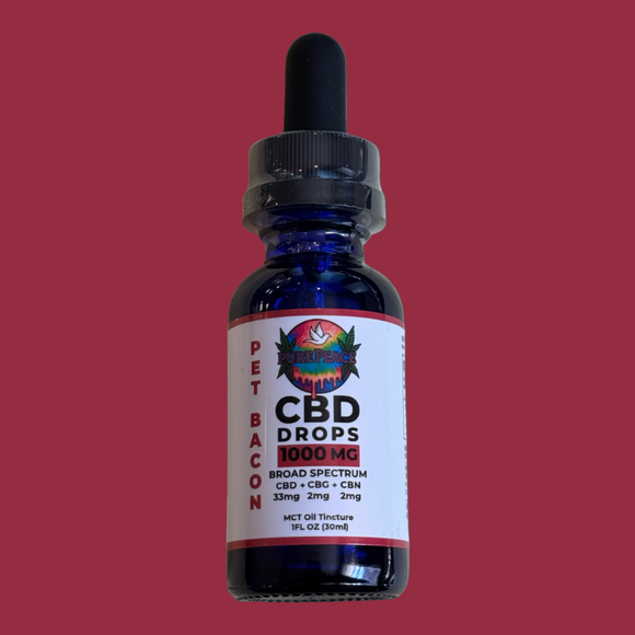 1000MG CBD Pet Bacon Drops Broad Spectrum | CBD + CBG + CBN - MCT Oil Tincture Pure Peace