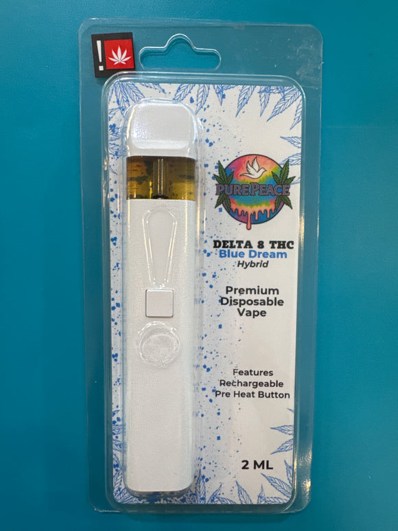 2 Gram Delta 8 THC Rechargeable Disposable Pen BLUE DREAM Hybrid Pure Peace
