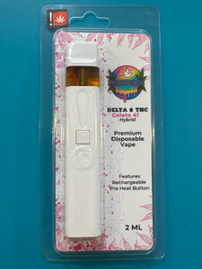 2 Gram Delta 8 THC Rechargeable Disposable Pen GELATO 41 Hybrid Pure Peace