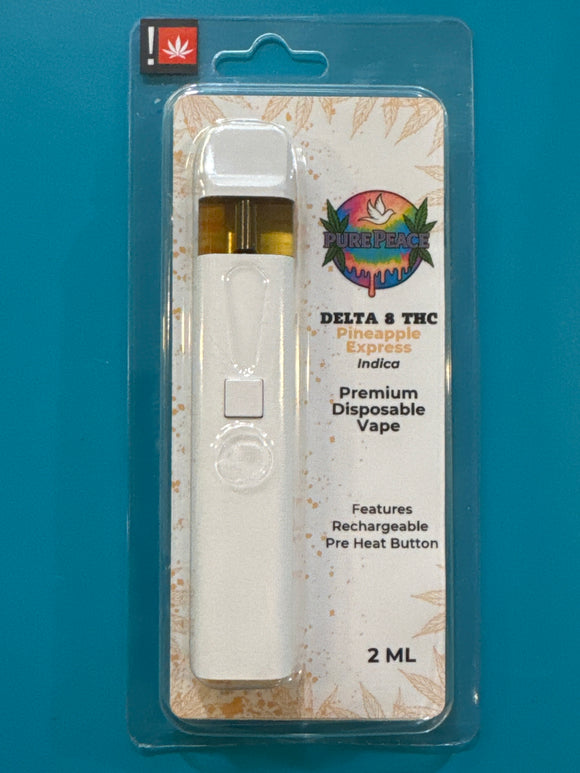2 Gram Delta 8 THC Rechargeable Disposable Pen PINEAPPLE EXPRESS Indica Pure Peace