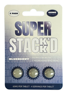 7-hydroxymitragynine Super Stackkd Kratom Tablets – Blueberry– 60mg Super Strength