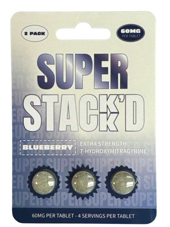 7-hydroxymitragynine Super Stackkd Kratom Tablets – Blueberry– 60mg Super Strength