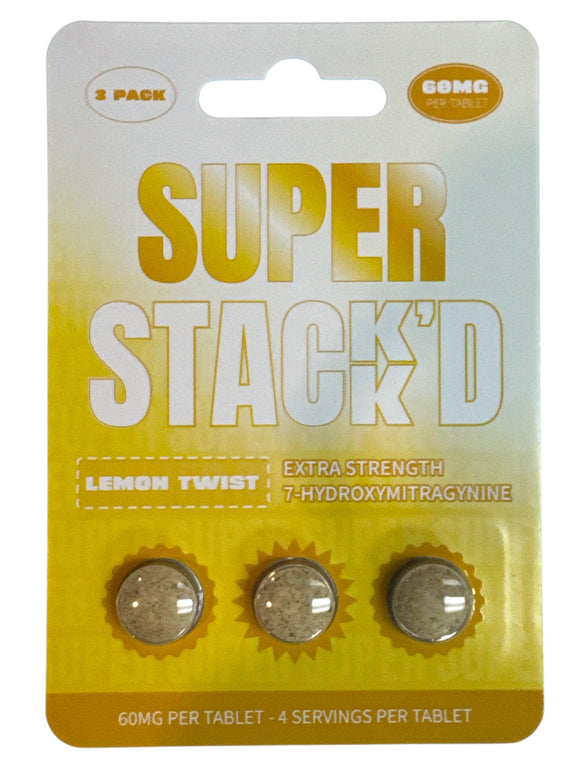 7-hydroxymitragynine Super Stackkd Kratom Tablets – Lemon Twist– 60mg Super Strength