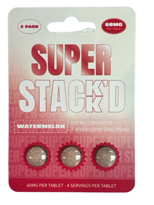 7-hydroxymitragynine Super Stackkd Kratom Tablets – Watermelon Flavor – 60mg Super Strength