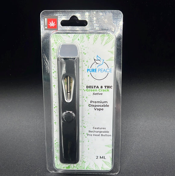 2Gram Green Crack - Sativa Pure Peace Delta 8 THC Premium Disposable Vape Pen Push Button