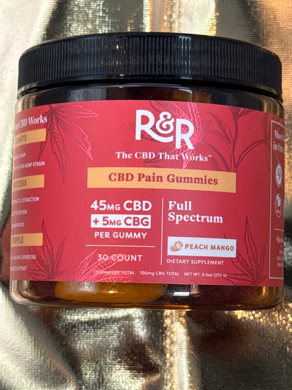 Full Spectrum 45mg +5mg CBG CBD Pain Gummies 30ct R&R