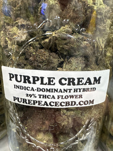 PURPLE CREAM THCA FLOWER 29% ~ INDICA-DOMINANT HYBRID ~ LIGHT ASSIST