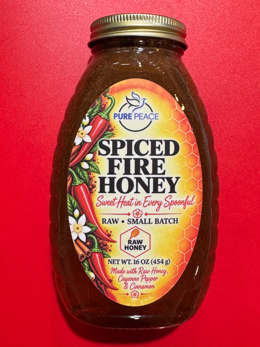 PUREPEACE Fire Honey – Ceylon Cinnamon & Cayenne Pepper Infused – 1 lb.