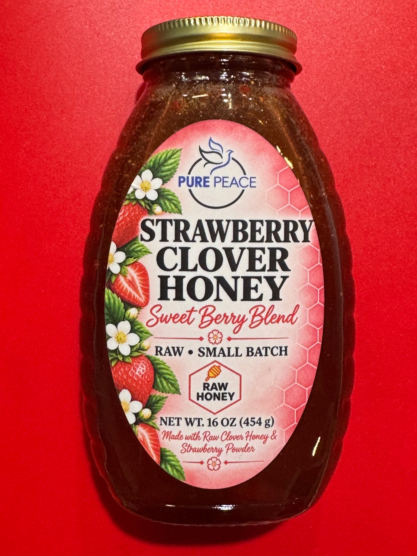 PUREPEACE Strawberry Clover Raw Honey – 1 lb.