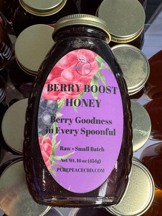 PUREPEACE Berry Boost Honey – Elderberry & Cherry Infused – 1 lb.