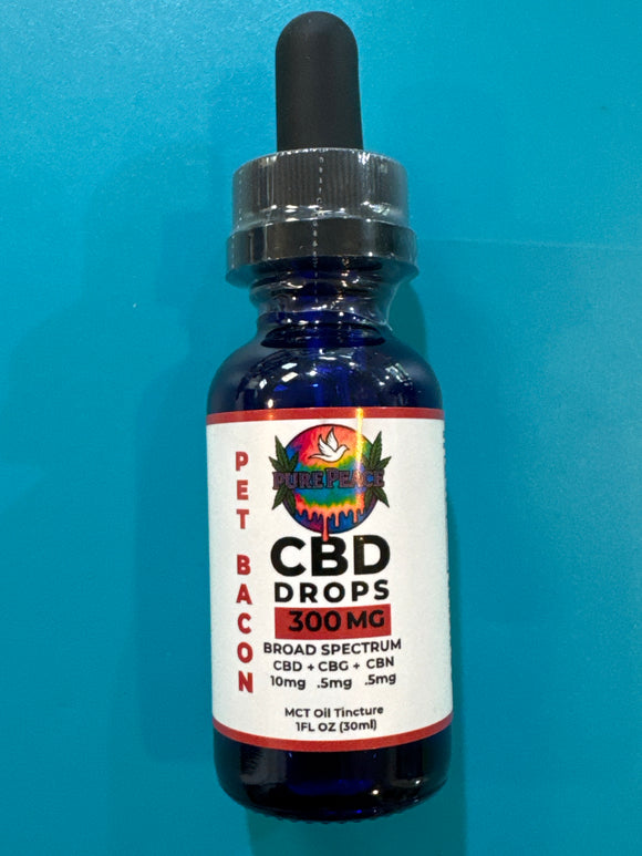 300mg Broad-Spectrum CBD,CBG,CBN Pet drops bacon flavored Pure Peace