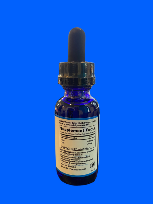 PURE PEACE 1000mg Full Spectrum CBD Tincture Drops Unflavored | 33mg CBD Per Serving | 30mL