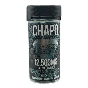 Chapo Blood Diamonds THCA + THCP + THCH + LIVE ROSIN Dewberry Burst Gummies - Sativa 500mg Per Gummy 12,500mg Per Container