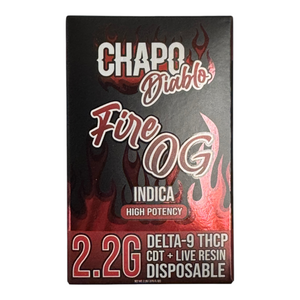 CHAPO DIABLO 2.2 GRAM *FIRE OG* - INDICA - HIGH POTENCY DELTA-9 THCP CDT + LIVE RESIN DISPOSABLE VAPE PEN