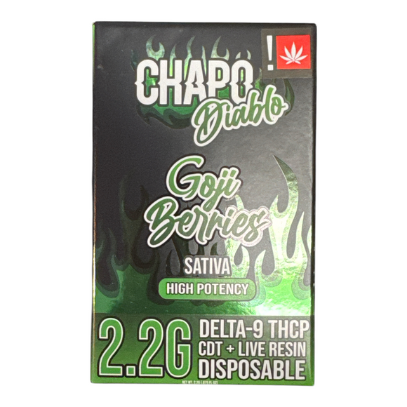 CHAPO DIABLO 2.2 GRAM *GOJI BERRIES* - SATIVA - HIGH POTENCY DELTA-9 THCP CDT + LIVE RESIN DISPOSABLE VAPE PEN