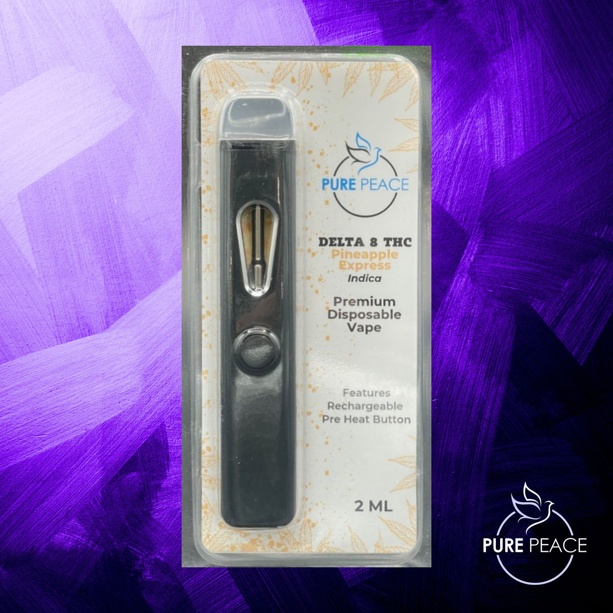 Pure Peace 2-Gram Delta-8 THC Rechargeable Disposable Pen - PINEAPPLE ...