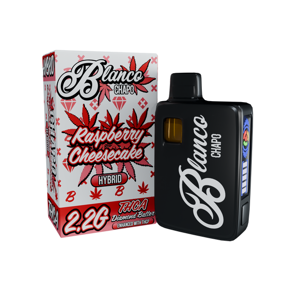 CHAPO BLANCO 2.2 GRAM DISOSABLE VAPE PEN *RASPBERRY CHEESECAKE* ~ HYBRID ~ THCA DIAMOND BATTER - ENHANCED WITH THCP