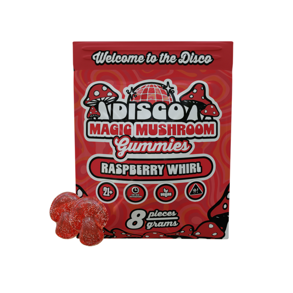 DISCO MAGIC MUSHROOM GUMMIES - 8 GRAMS / 8 PIECES - *RASPBERRY SWIRL*