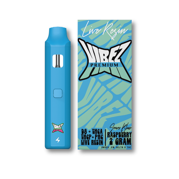 VIBEZ Premium 2-Gram Vape Pen - THCa/THCP/D8/Live Resin/PHC - SOUR BLUE RASPBERRY - Sativa