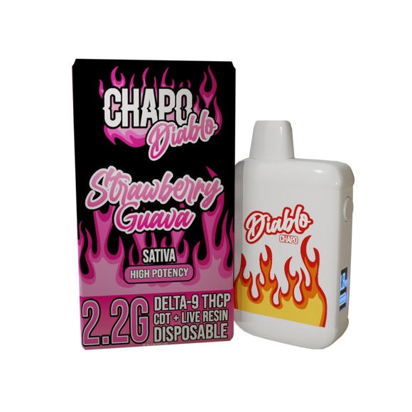 CHAPO DIABLO 2.2 GRAM *STRAWBERRY GUAVA* - SATIVA - HIGH POTENCY DELTA-9 THCP CDT + LIVE RESIN DISPOSABLE VAPE PEN