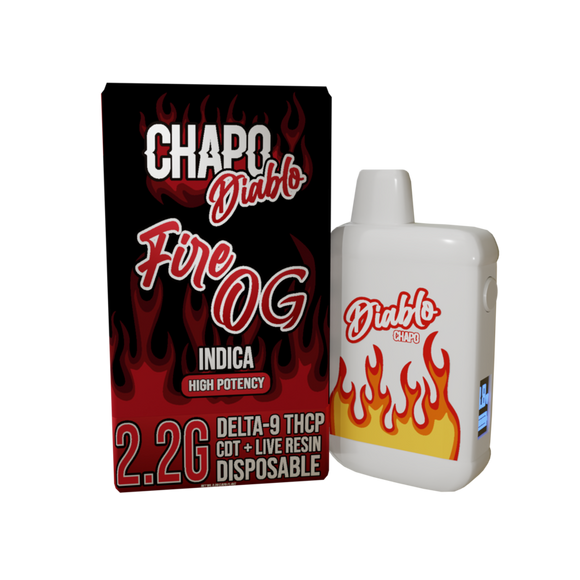 CHAPO DIABLO 2.2 GRAM *FIRE OG* - INDICA - HIGH POTENCY DELTA-9 THCP CDT + LIVE RESIN DISPOSABLE VAPE PEN