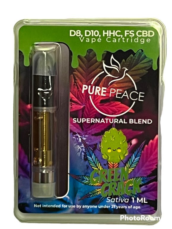 Pure Peace Supernatural Blend 1-Gram Cart - Delta-8 THC/Delta-10 THC/HHC/CBD - GREEN CRACK - Sativa
