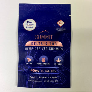 45MG Delta 9 THC 3ct pack x 15MGS each gummy
